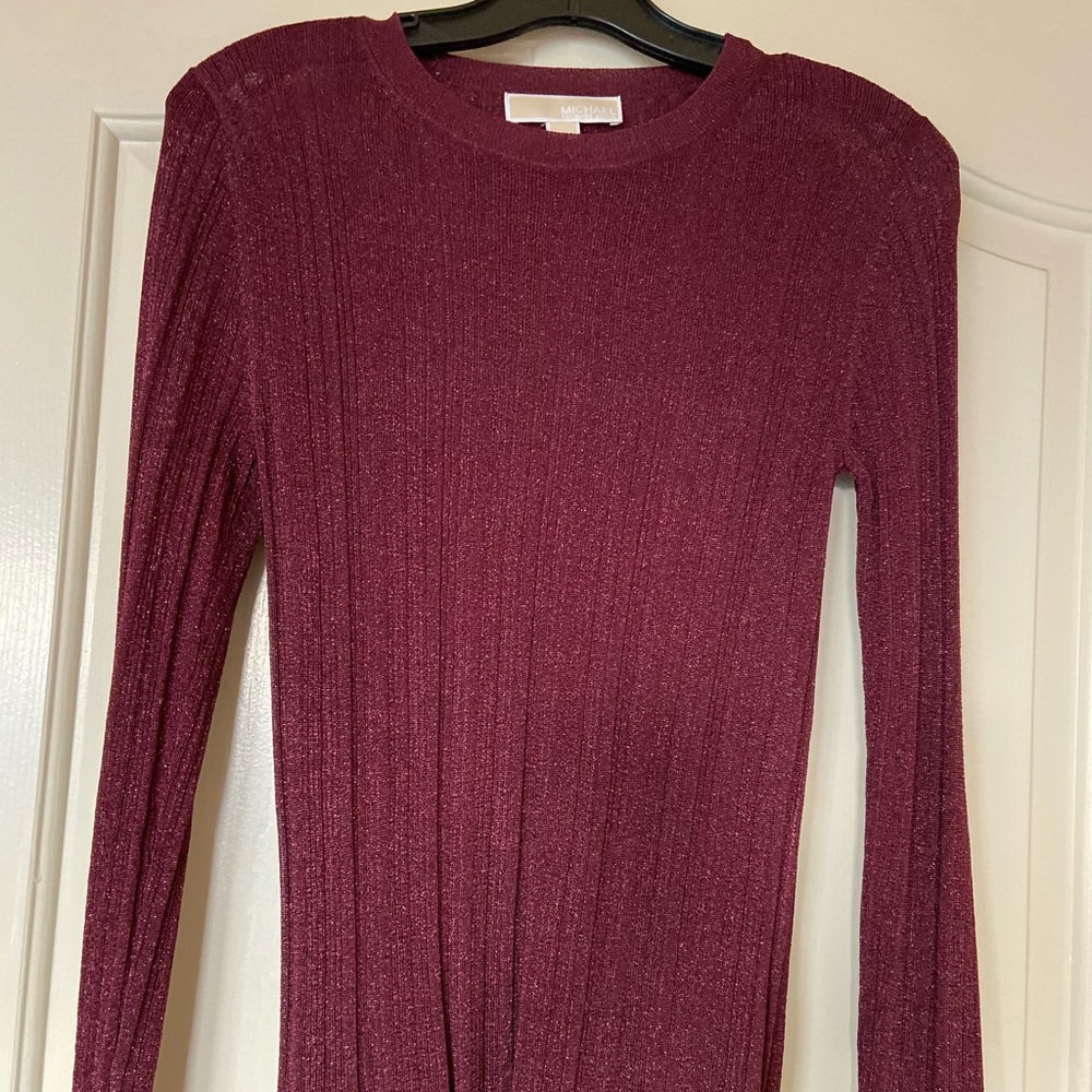New Michael Kors Metallic Stretch-Viscose Sweater